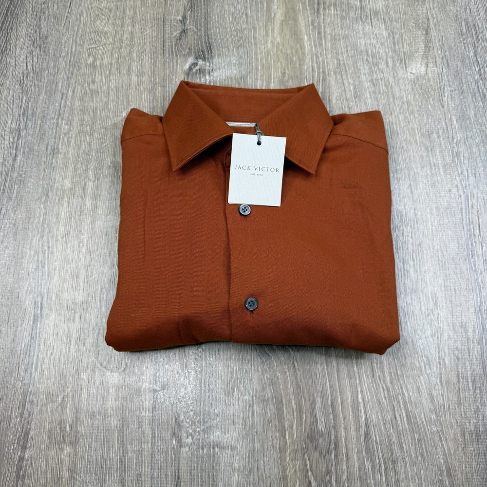 NWT Jack Victor Mens Rust Orange Aurelio Long Sleeve Classic Sport Shirt Size L